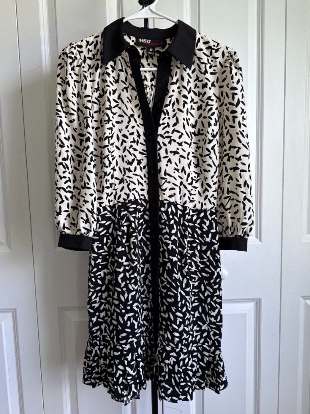M60 Miss Sixty Y2K Black White Abstract Print Shirt Dress Size 0